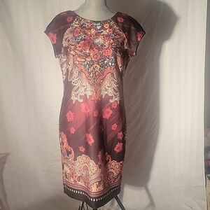 Beige by Eci Woman's Brown Multi-color Floral Stretch Dress, Size: 10